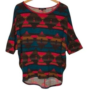 Hail3y:23 Dolman Sleeve Aztec Print Sweater Top Size Small